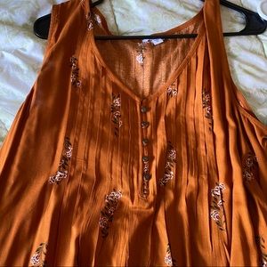 Sonoma XL Gold-Orange Floral Print Swing Dress